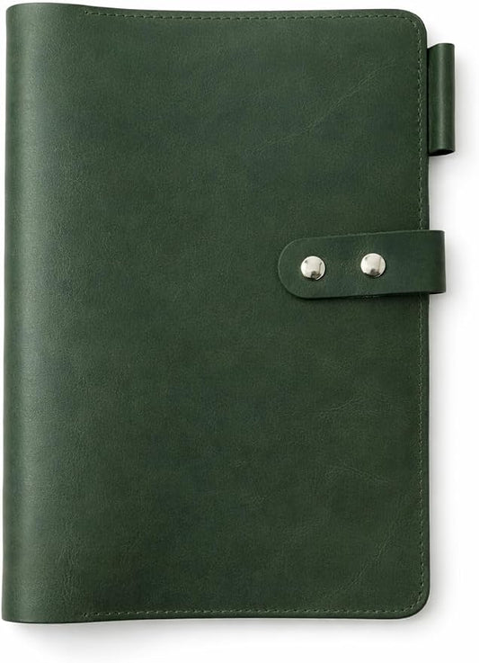 Premium Leather 3-Ring Binder Portfolio, 8.5x11 Inch Letter Size Organizer Folder, Refillable 3-Hole Paper BusinessBinder, Resume Folio for Men and Women (Green)