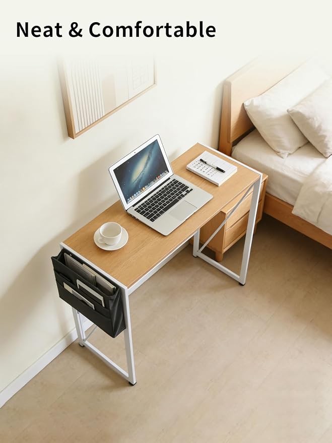 Modern Folding Desk Writing Computer Desk, Beige, 31.5 inch