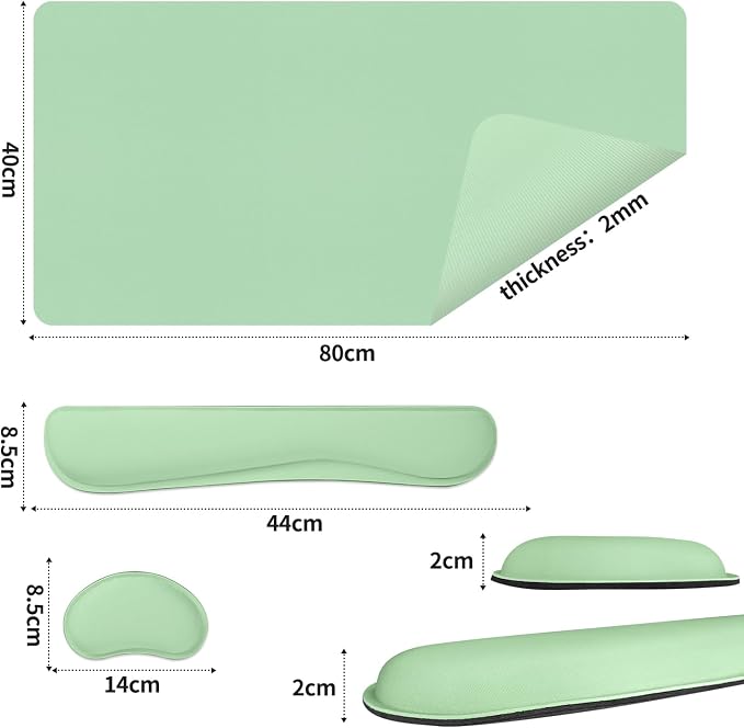 Mouse Pad and Keyboard Wrist Rest, 3-in-1 Large Keyboard and Mouse Pad Set, Wrist Rest for Computer Keyboards, Non-Slip Green Desk Mat for Women St. Patricks Day Accessories, 31.5" X 15.7"