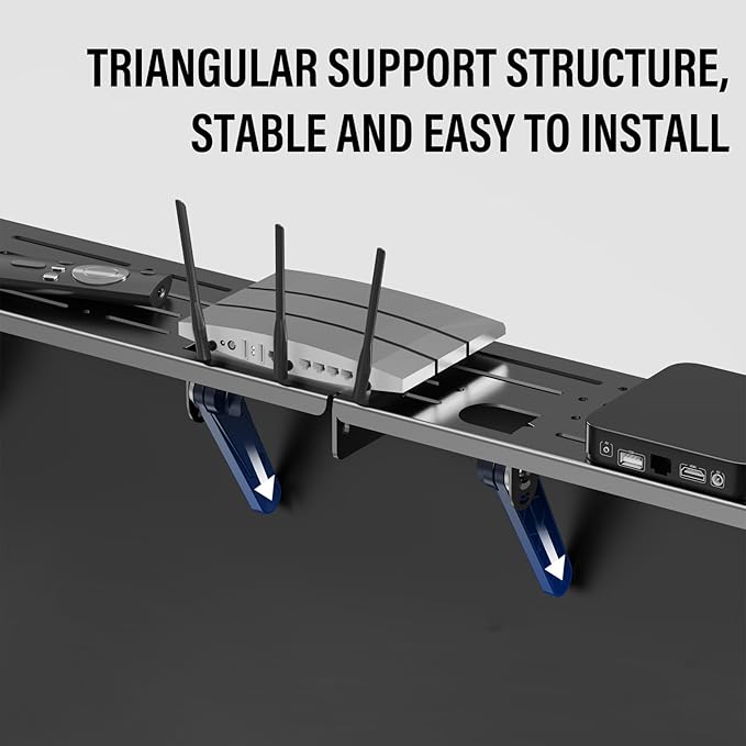 Adjustable Steel TV Top Shelf, Floating TV Stand, Universal Monitor Shelf for Soundbar, Game Console, Cable Box, Router Shelves (34.65 x 4.33 inch)
