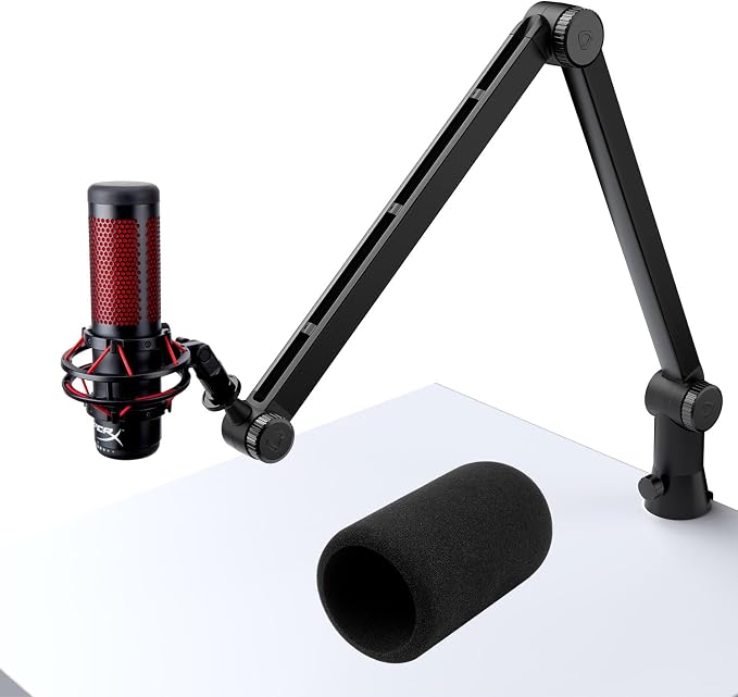 SUNMON HyperX QuadCast Boom Arm - Upgraded Heavy Duty Mic Arm with HyperX QuadCast Pop Filter, 360° Rotatable Microphone Arm for QuadCast S