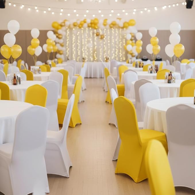 Spandex Dining Chair Cover Covers Slipcovers for Wedding Banquet (Yellow)