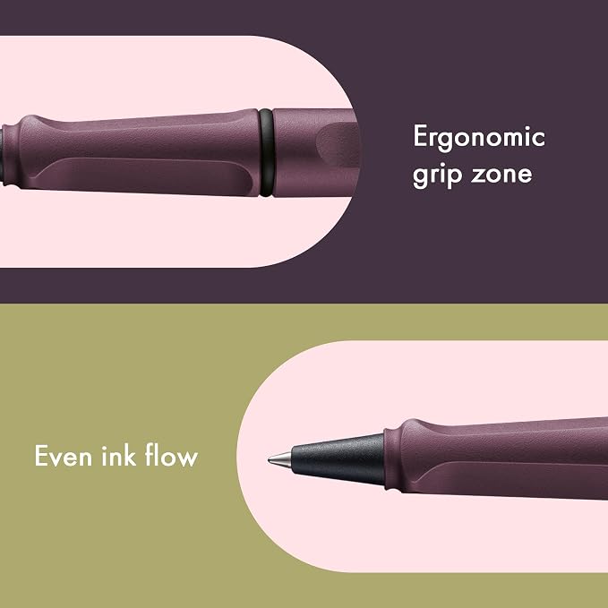 Lamy safari scarlet - Rollerball Pen with ergonomic grip & line width M - for pleasant long writing - made of robust ASA plastic - including rollerball refill M 63 in black