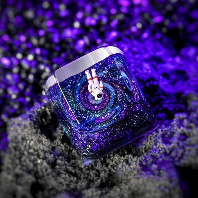 Galaxy Astronaut Artisan Keycap - 1U ESC, R1 SA Profile Custom Handmade Resin Cherry MX Switch Key Cap Mechanical Keyboard, Cool Tech Gifts for Men, Dad, Father, Gamer, Space Lover