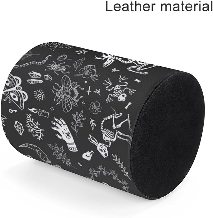 Skull Skeletons Pen Holder for Desk PU Pencil Cup Organizer | Round Desks Makeup Brush Holder for School Multifunctional Office Supplies