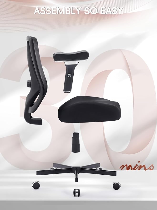 Big and Tall Office Chair 700lbs, Ergonomic Desk Chair with W Wide Thick Cushion, Executive Mesh Office Chair with Adjustable Lumbar Support & 4D Armrest, Computer Task Chairs for Heavy People, Black