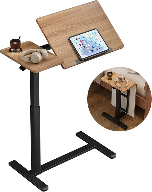 Ytaoka Height Adjustable Standing Desk with Wheels Foldable Standing Desk Mobile Tilting Laptop Desk Rolling Overbed Table for Home Office Bedroom Living Room