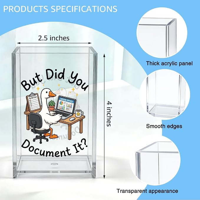 But Did You Document It Acrylic Organizer Pencil Pen Holder, Cute Goose Worker Office Desk Organizer, HR Work Desk Decor Pen Holder, Humor Office Gifts for Coworker Boss Employee Colleague