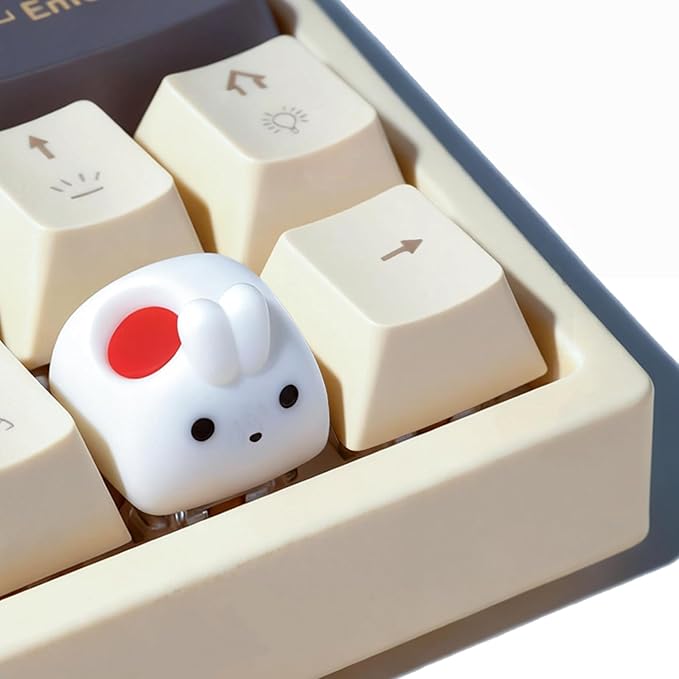 Artisan Keycaps, Cute Custom Couple Rabbits Bunny Key Caps for MX Mechanical Keyboard, Resin Handmade 1U Replacement for Esc Arrow Keys - Rabbit