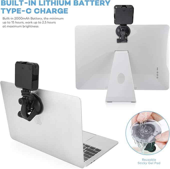 Video Conference Lighting Kit for Remote Working, Lighting for Video Conferencing, Zoom Calls, Broadcast, Live Streaming，Adjustable Video Light with 2020 Upgrade Suction Cup (Black)