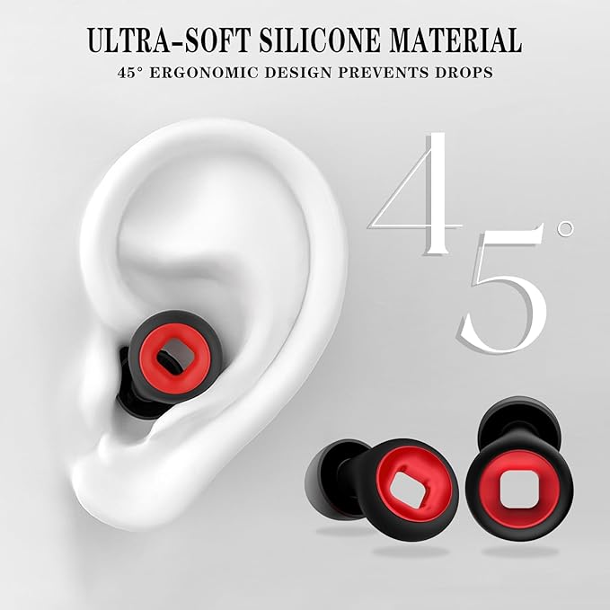 Motorcycle Ear Plugs Wind Noise Cancelling, 45db Reusable Soft Silicone Earplugs for Noise Reduction for Moto Riding,Sleeping,Motorbike,Concerts,Work,Study,Snoring,Trave (Black & White, Medium)