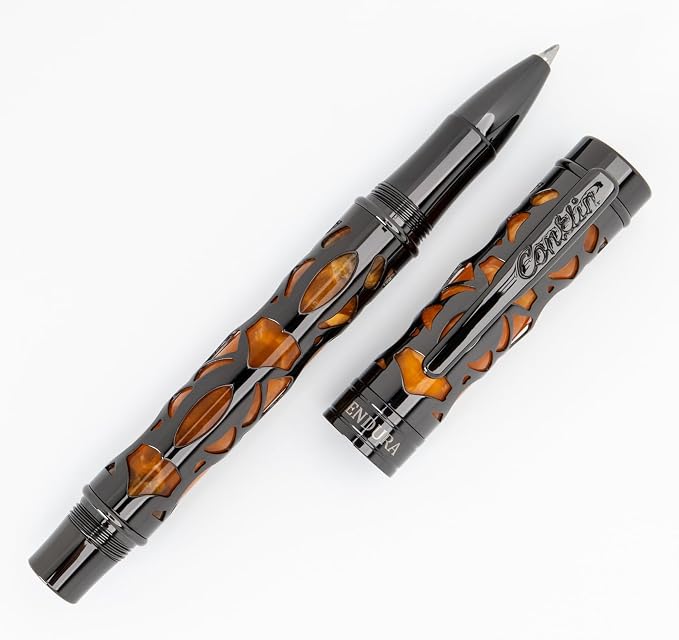 Conklin Endura Deco Crest Rollerball Pen in Orange with Rose Gold Accents – Refillable Rollerball Writing Instrument by Conklin Pen Company