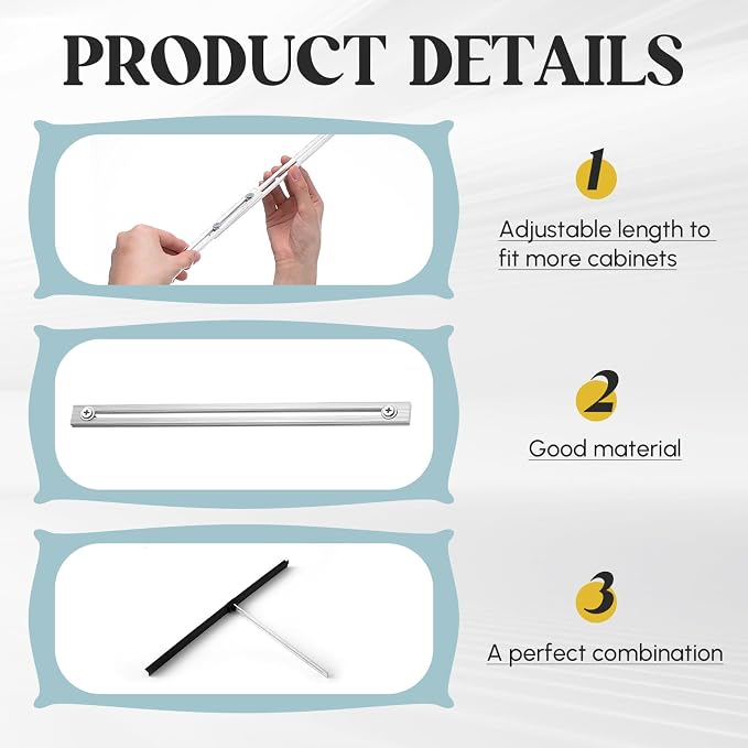 24 Pcs Metal Adjustable File Cabinet Rails Set Include 16 Hanging File Rail Clips 8 Cabinet Dividers Bars Suitable for Cabinets with Drawer Thickness Less Than 1/8 Inch(Silver,18-32.5 Inch)