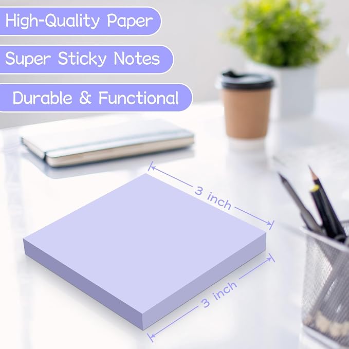 18-Pack Sticky Notes 3x3 Inch, 1008 Sheets Super Sticky Pastel Memo Pads, Recyclable Self-Stick Notes, 9 Soft Colors, Easy to Stick & Reposition for Office School Home