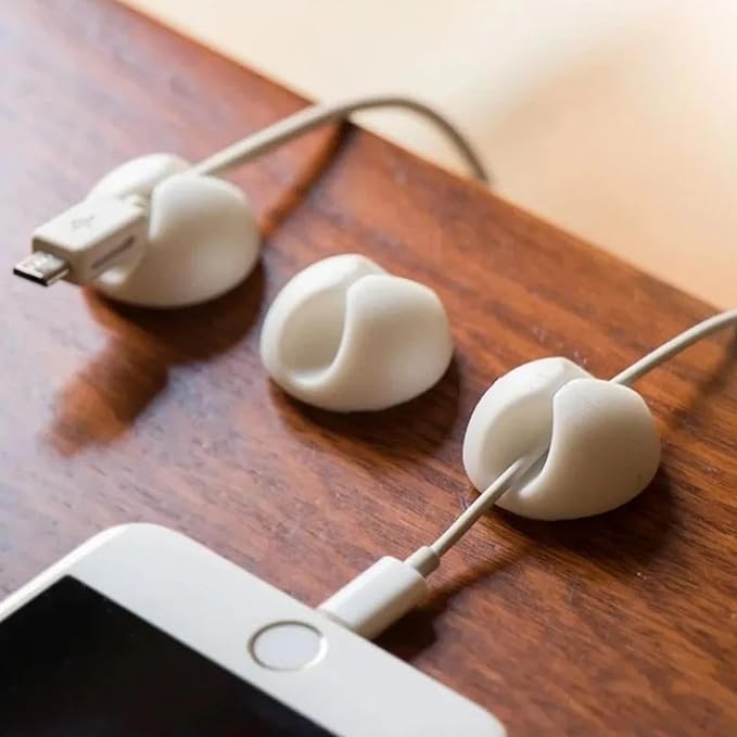 25PCS Desk Organizer,Adhesive Under Desk Cable Management Clips,Cord Organizer,Cable Clips for Nightstand,Wire Holders for Cords, For Home, Office, Car, Cubicle, Nightstand - White