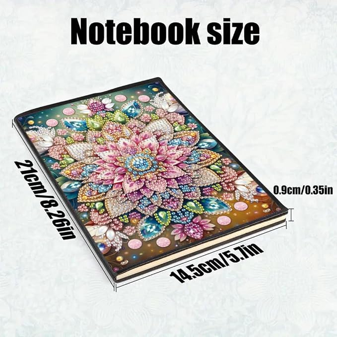 FRANDEK A5 50-Page DIY Mandala Diamond Art Painting Notebook with Beautiful Patterns, Special Shaped Diamond Art Craft for Beginners Adults Gift