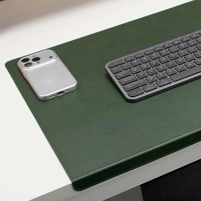 Edge-Locked Leather Desk Pad, Desk Blotter with Full Grip Fixation Lip, Waterproof Large Office Table Mat, Non-Slip Laptop Mouse Pads for Work Typing Writing (Black,47.2"x23.6")