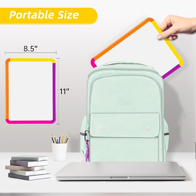VUSIGN Small White Board Dry Erase, 8.5''x11'' Magnetic Dry Erase Board, Mini Whiteboard with Markers for Fridge, Wall, Locker, Colorful Frame