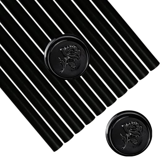 Black Wax Sealing Sticks, ONWINPOR 10pcs Glue Gun Waxs Seal Stick for Waxing Seals Stamp, Melting Waxsealsticks for 0.43'' Glue Gun Waxsealingsticks (Black)