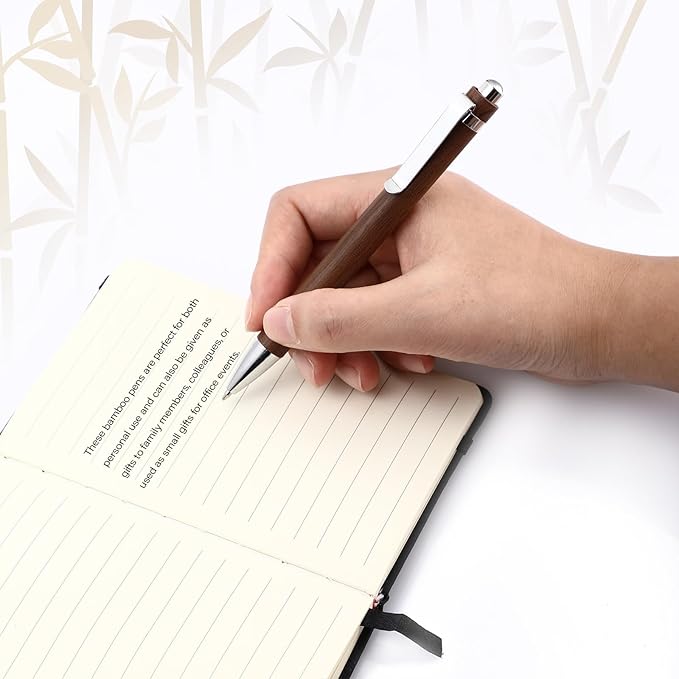 12 Pcs Bamboo Pens Employee Appreciation Gifts Engraving Wooden Ballpoint Pens Must Have for Writing Office Staff Coworkers(Classic Color)