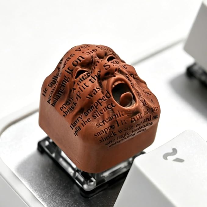 Artisan Skull Keycaps, Custom Cool Cover Caps for MX Mechanical Keyboard, Resin Handmade 1U Single Replacement for Esc Del Arrow Key (Brown)