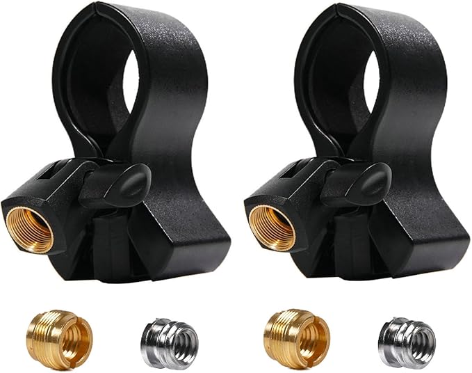 2pcs Large Microphone Clips, Adjustable Mic Holder for Microphones with Outer Diameter Range 1.26" from 2.3", with 5/8" Male to 3/8 to1/4" Female Screw Adapter(Black) Mic clip holder for stand