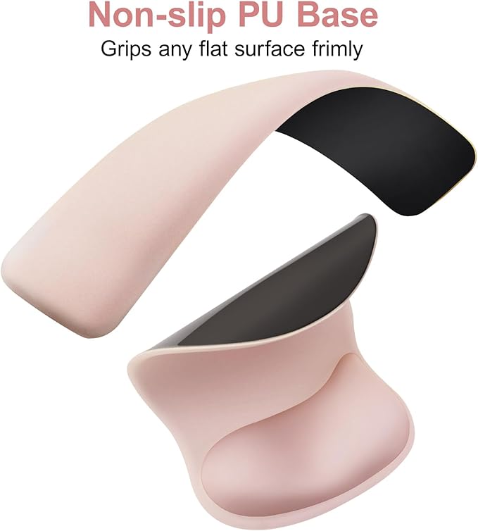 MOSISO Wrist Rest Support for Mouse Pad&Keyboard Set, Ergonomic Mousepad&Coaster, Non-Slip Base Home/Office Rectangular Easy Typing Cushion Pad with Soft Cloth&Curved Concave Memory Foam, Peach Fuzz