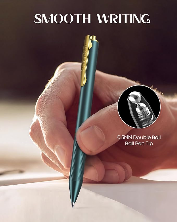 Elegant Retractable Click Gel Pen, Gel Fine Tip Luxury Metal Pen High Quality Fancy Pens, Writing Pens for Journaling Smooth Writing Archival Ink, Leak-Proof 2 Pens/Box + 2 Refills