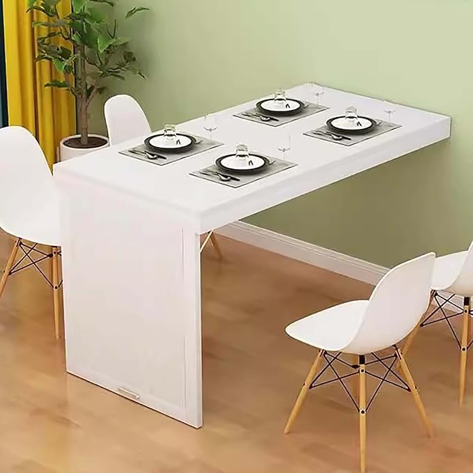 Wall-Mounted Folding Dining Table & Floating Desk - Multi-Function Space-Saving Computer Desk for Home OfficeDining RoomLiving Room - Modern White 120x60cm