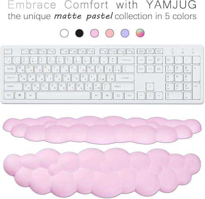 Cloud Wrist Rest Keyboard Palm Rest with Non-Slip Base for Computer Gaming Wrist Rest, YAMJUG Cloud Arm Rest Keyboard Wrist Pad Purplish Pink