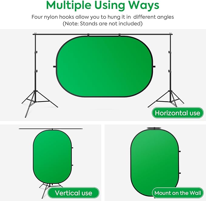 5X6.5ft Green Screen Backdrop for Photography, Double Sided Green Screen and Blue Screen, 2 in 1 Collapsible and Reversible Background for Photography, YouTube Videos,and Live Streaming