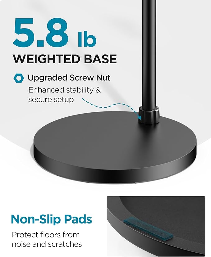 InnoGear Mic Stand, Max Height 82.28" Microphone Stand Floor Detachable Boom Mic Arm Stands with Weighted Base for Blue Yeti HyperX QuadCast Shure SM58 Samson Q2U Fifine K669B Singing Stage