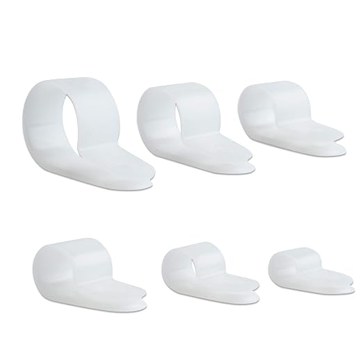 ISPINNER 180pcs Nylon Plastic R-Type Cable Clamps, 1/4" 5/16" 3/8" 1/2" 5/8" 3/4" Clips Fasteners Assortment Kit for Cable Conduit (White)