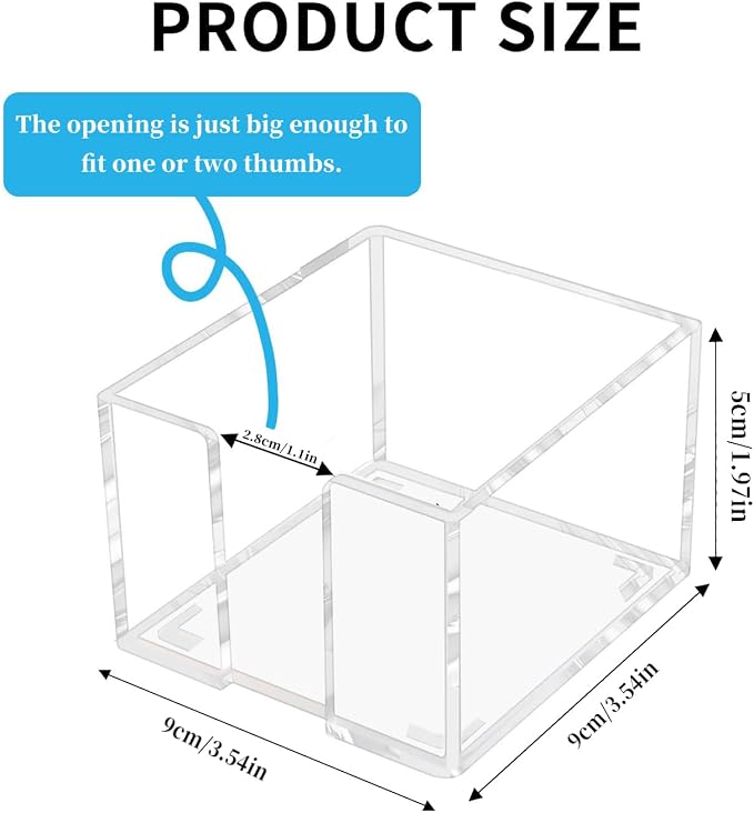 BoAn Clear Acrylic Sticky Note Holder, 3x3 Inch Post It Note Dispenser, Plastic Desktop Memo Pad Organizer with Non-Slip Base, Desk Accessories for Home Office Classroom Dorm School Supplies
