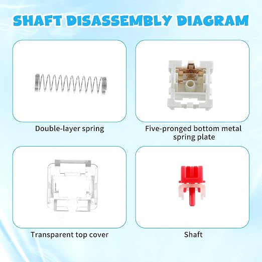 Mechanical Keyboard Switches, 50 Pcs 3 PIN Red Keyboard Clickers for 3D Prints Dustproof Clicky Switches Replacement for Most Gaming Keyboards