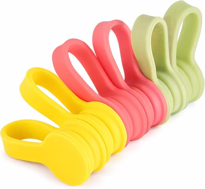 Viaky Magnetic Cable Ties 6-Pack,Silicone Twist Ties,3 Colors | Magnetic Cord Organizers for Wires, USB Cables, Earphones,Bookmark ,Reusable Cable Straps for Home,Office,Kitchen,School