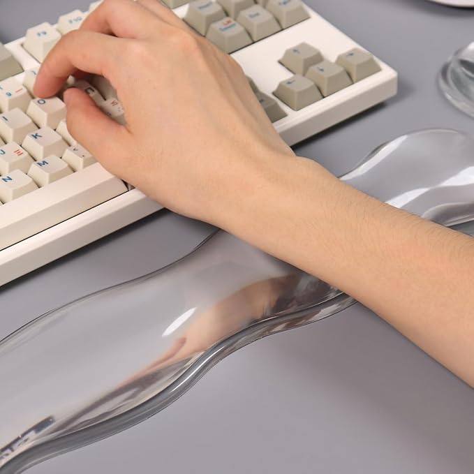Clear Gel Wrist Rest for Keyboard, Ergonomic Wrist Rest for Computer Keyboard 60%/75%(White-Long)