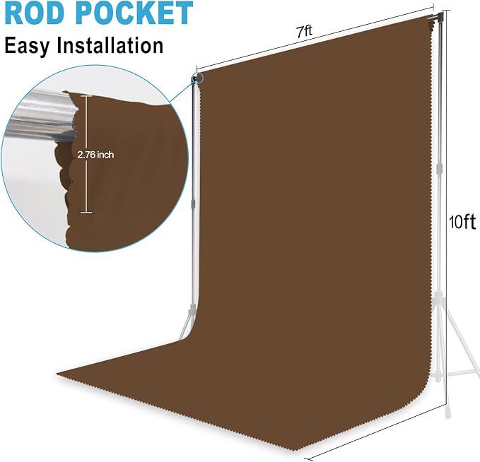 Dark Brown Backdrop for Photoshoot, Professional Photo Backdrop Background Curtain for Product Photography, Portraits, Wedding, Party, Live Streaming Video Recording 7X10 FT