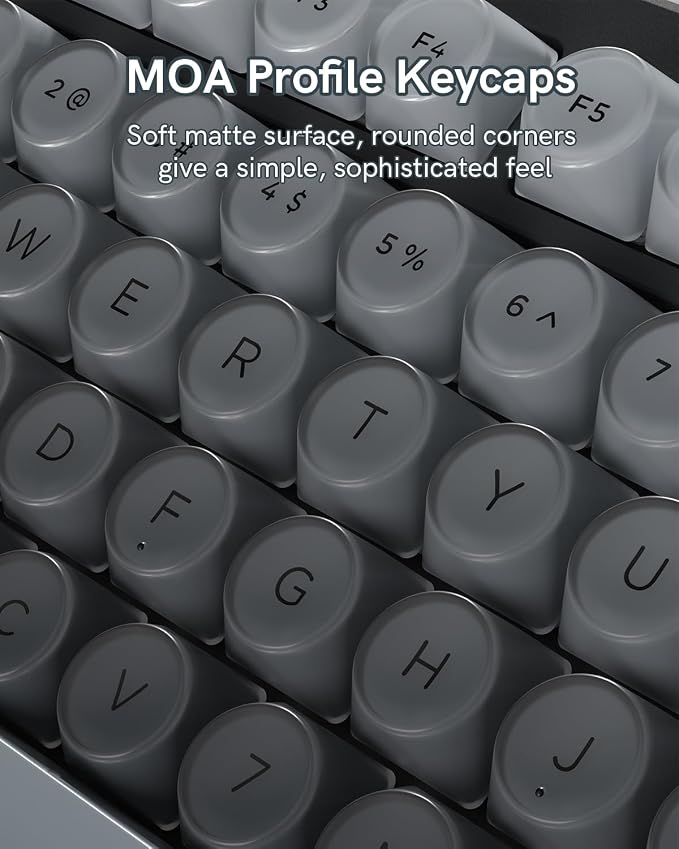 PBT Keycaps, Matte Gradient Gray Jelly Keycaps, MOA Profile, 129 Keys Minimalist Style Custom Key caps for Cherry Gateron MX Mechanical Keyboard, Ergonomic, No Tear & Never Fades