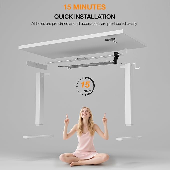 Acrolix Electric Standing Desk, Height Adjustable Home Office Desk with Memory Presets & Cable Management,White Sit Stand Desk for Work from Home, Ergonomic Computer Desk (40" x 24")