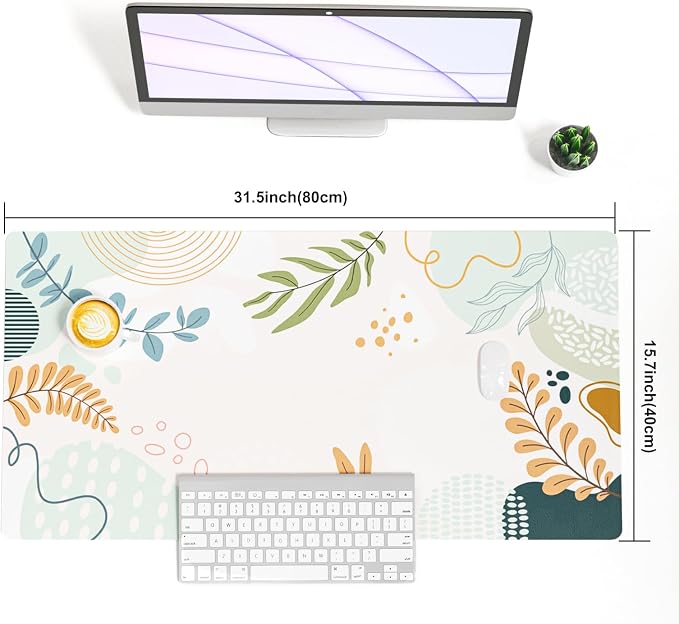 Colorful Star Large Mouse Pad, Abstract Botanical Waterproof Desk Mat, Boho Computer Gaming Mouse Pad, Minimalist XXL Full Desk Mousepad Non Slip Desk Pad for School Office Home 31.5" x 15.7"