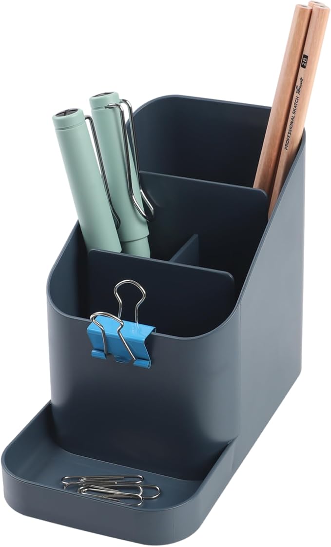 BLUE GINKGO Pen Holder, Desk Organizer, Blue, Made in Korea | Multi-Compartment. Space-Saving. Everyday Storage.