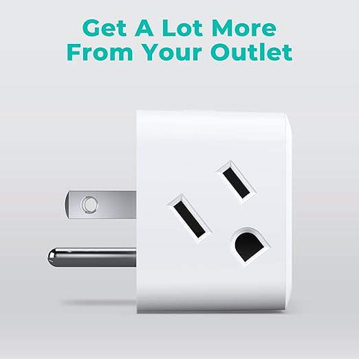 KMC Smart Plug 4-Pack, Side 3-Outlet Extender, Compatible with Google & Alexa, No Hub Required, WiFi Plugs