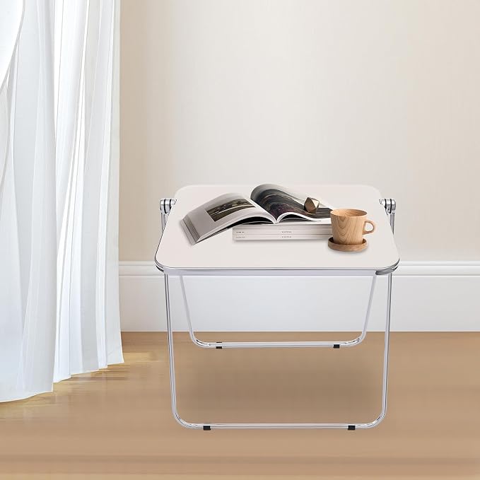 Adjustable Personal Folding Table, 30.3 * 19.68in Small Computer Desk, Acrylic Personal Folding Activity Table for Small Spaces