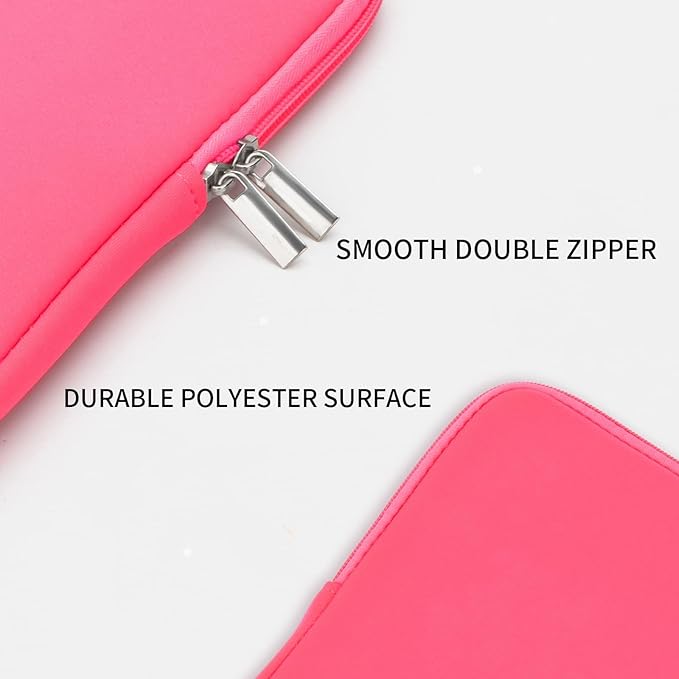 RAINYEAR Laptop Sleeve Case Compatible with 13.3 Inch Notebook Computer Tablet Chromebook 14" MacBook Pro/Max M1 M2 M3 M4 M5 Soft Cover Protective Case Zipper Carrying Bag (Bright Pink)
