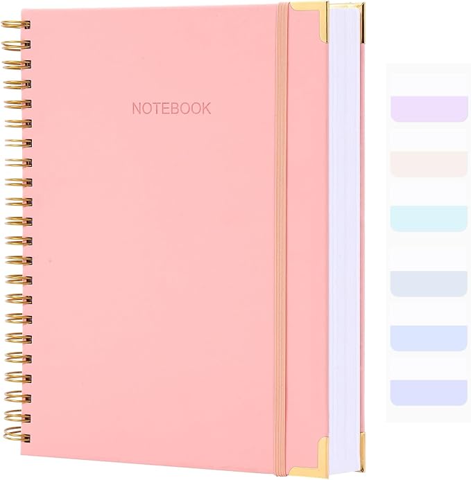Spiral Notebook, Dotted Journal Notebook, 8.5" x 11", 300 Page Hardcover Large Dot Grid Notebook Journal for Bullet, Thick Paper Fights Ink Bleed, A4 Leather Journal for Women Men, Pink