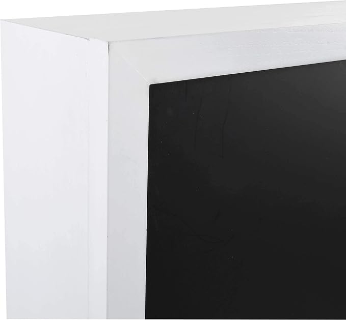 Prinz Work from Home Wall-Mounted Desk, White Folding Desk with Chalkboard Front, Space-Saving Floating Desk Design, Ready to Hang, Interior Shelves, 36 x 24 x 5 Inches, White