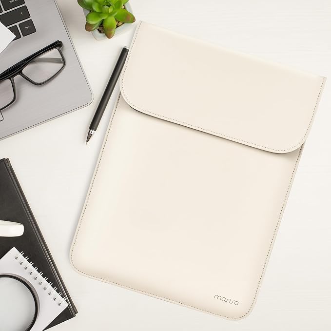 MOSISO Laptop Case 13.3 inch, 13-13.3 inch Laptop Sleeve Compatible with MacBook Neo 13 A18 Pro A3404 /Air 13/Pro 13/Pro 14 M5 M4 M3 M2 M1, Faux Suede Leather Case with Small Bag, Beige