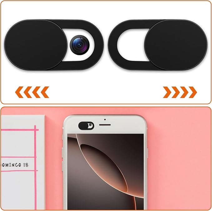 64Pcs Webcam Cover, Ultra Thin Laptop Camera Cover Slide for Laptop/Cell Phone/PC/Tablet PC Accessories Camera Blocker Slider, Great for Privacy - Black