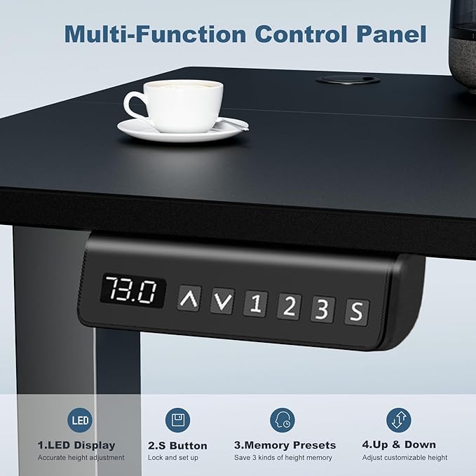DUMOS 40 Inch Electric Standing Desk Height Adjustable, Sit to Stand Up Computer Workstations Work PC Table Home Office Study Writing Gaming Desks with Memory Presets for Walking Pad, Bedroom, Black